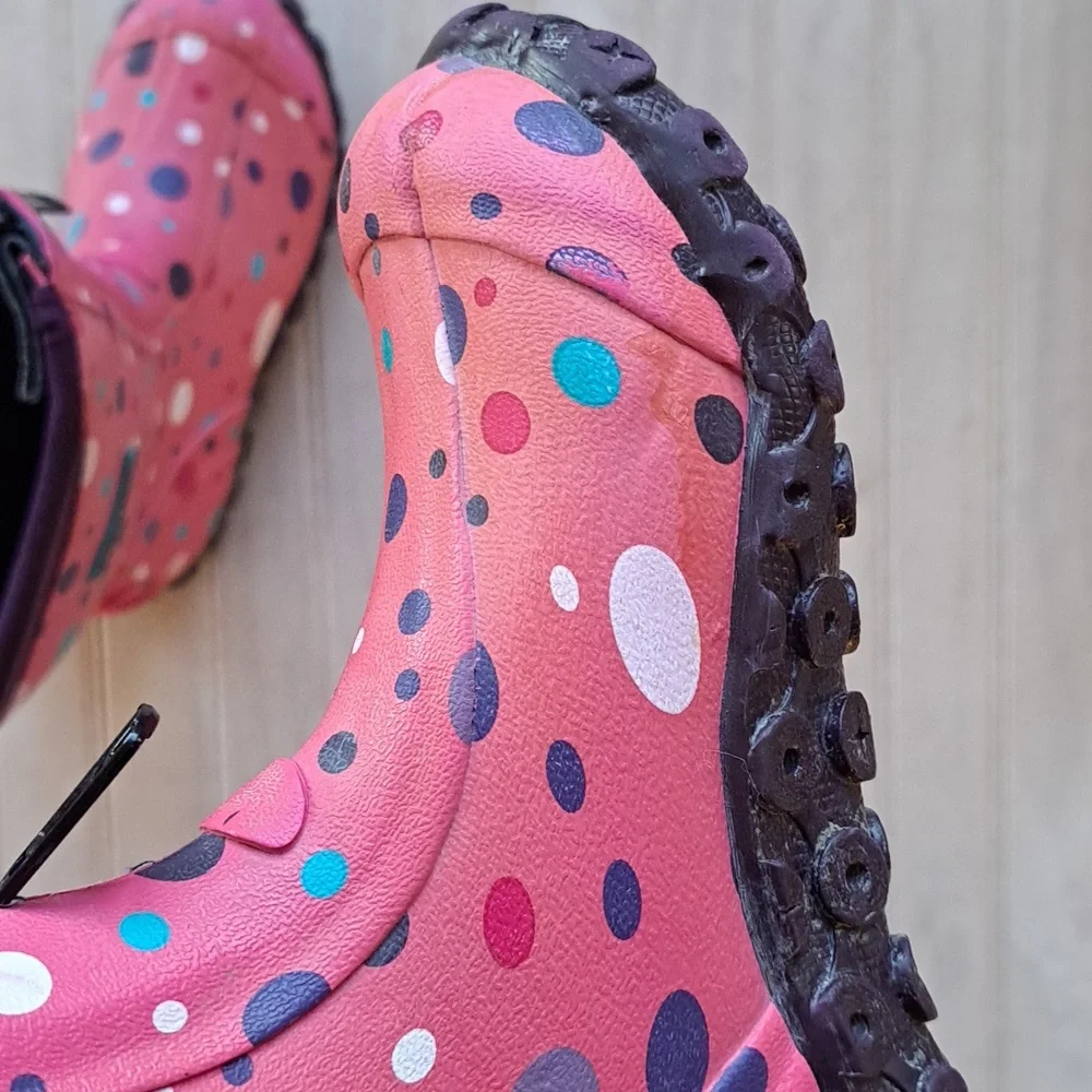 Ranger Splash Series Neoprene Pink Polka Dot Waterproof Rain Rubber Hybrid Boots